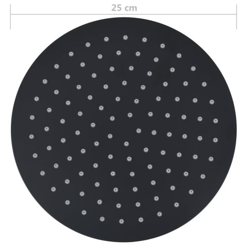  fekete kerek rozsdamentes acél esőztető zuhanyfej 25 cm 