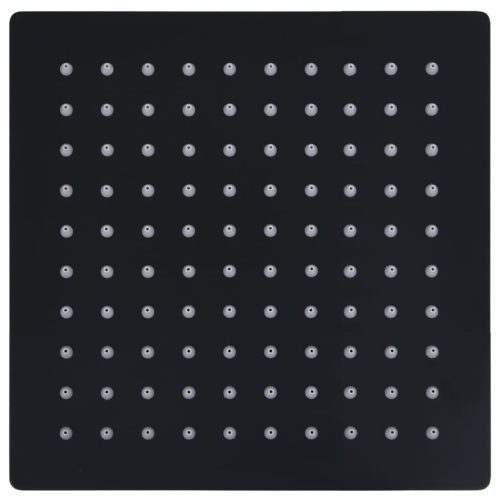  fekete négyszögletes rozsdamentes acél esőztető zuhanyfej 20x20 cm 