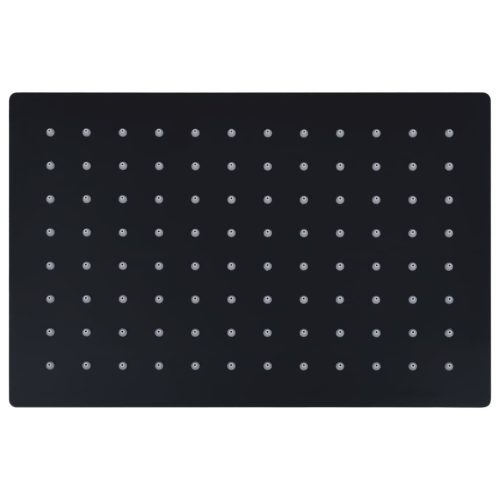  fekete négyszögletes rozsdamentes acél esőztető zuhanyfej 30x20 cm 