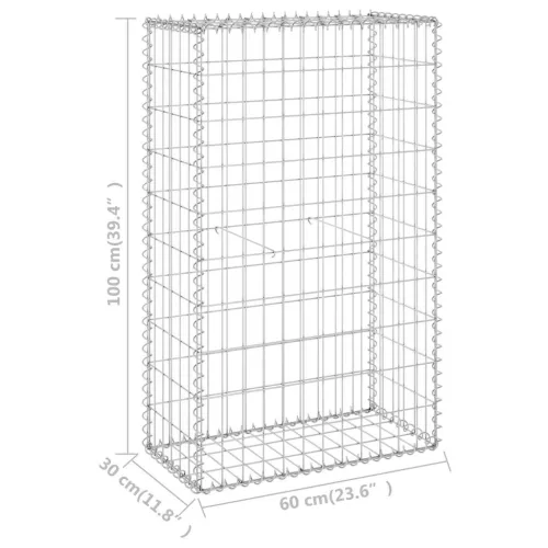  horganyzott acél gabion fal fedéllel 60 x 30 x 100 cm