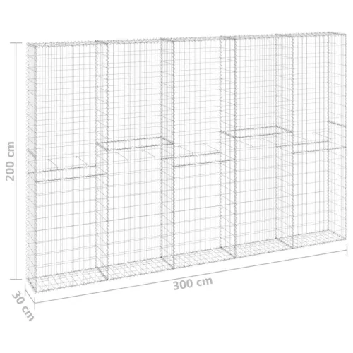  horganyzott acél gabion fal fedéllel 300 x 30 x 200 cm