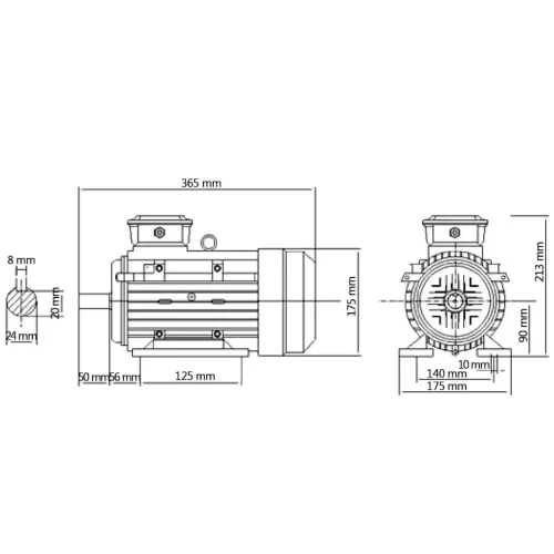  2 pólusú 3 fázisú alumínium elektromos motor 2,2kW/3LE 2840 f/p