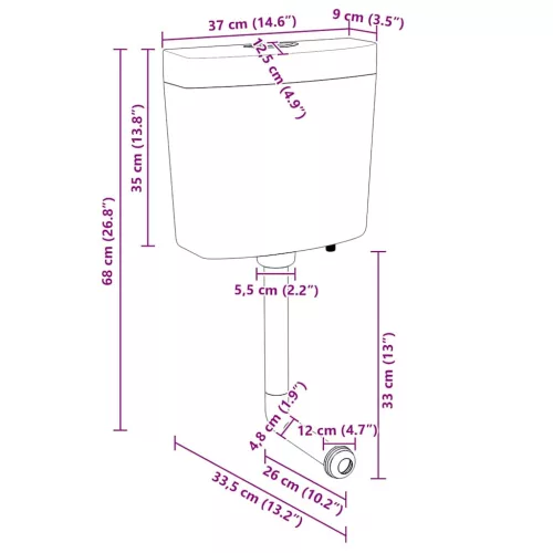 olívazöld WC-tartály alsó vízbemenettel 3/6 liter
