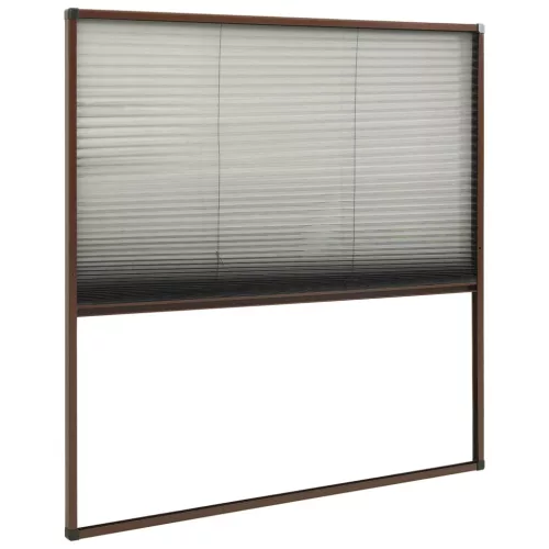  barna alumínium pliszé ablakszúnyogháló 120 x 120 cm