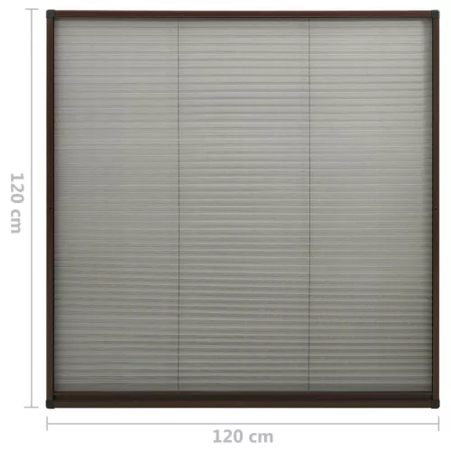  barna alumínium pliszé ablakszúnyogháló 120 x 120 cm