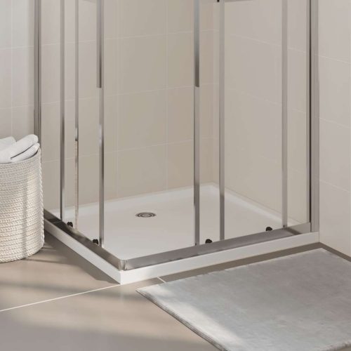  téglalap alakú fehér ABS zuhanytálca 80 x 90 cm