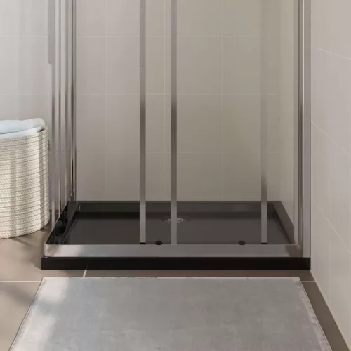  téglalap alakú fekete ABS zuhanytálca 70 x 90 cm