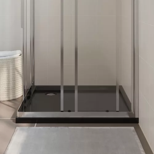  fekete négyzet alakú ABS zuhanytálca 90 x 90 cm