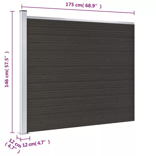  fekete WPC kerítéspanel 175 x 146 cm