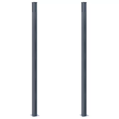  2 db sötétszürke alumínium kerítésoszlop 185 cm