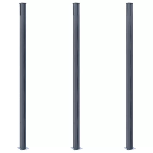  3 db sötétszürke alumínium kerítésoszlop 185 cm
