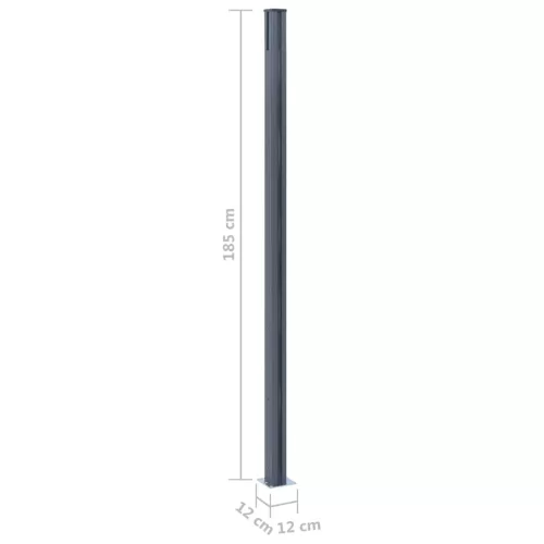  3 db sötétszürke alumínium kerítésoszlop 185 cm
