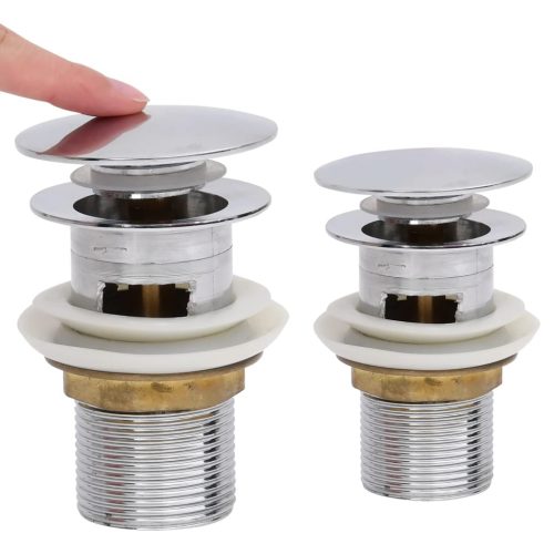  króm nyomógombos leeresztőszelep túlfolyóval 6,4x6,4x9,1 cm