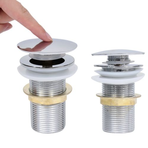  krómszínű nyomógombos leeresztő túlfolyó nélkül 6,4x6,4x9,1 cm