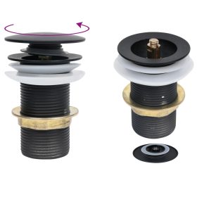    fekete nyomógombos leeresztő túlfolyó nélkül 6,4 x 6,4 x 9,1 cm