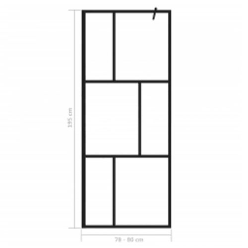  fekete zuhanyfal edzett üveggel 80 x 195 cm