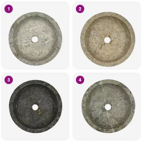  szürke márvány mosdókagyló Ø40 x 12 cm