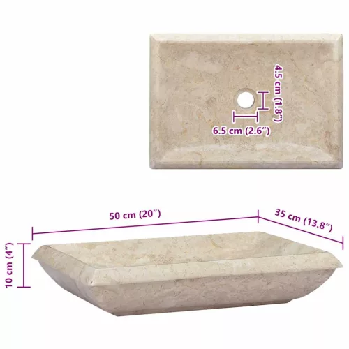  krémszínű márvány mosdókagyló 50 x 35 x 10 cm