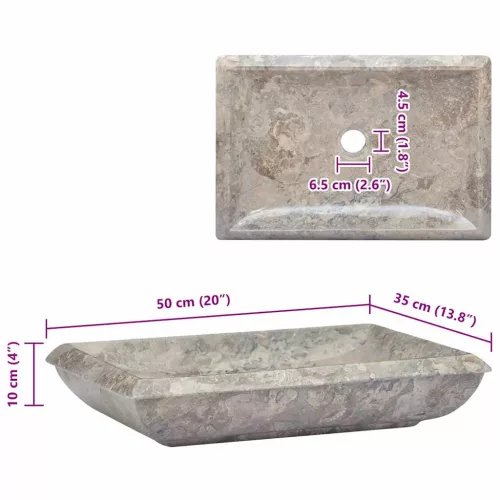 szürke márvány mosdókagyló 50 x 35 x 10 cm