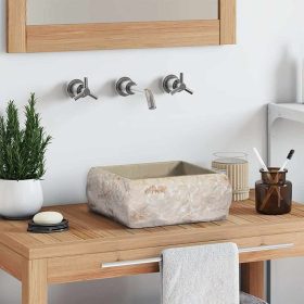  krémszínű márvány mosdókagyló 30 x 30 x 13 cm