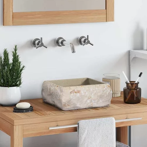  krémszínű márvány mosdókagyló 30 x 30 x 13 cm