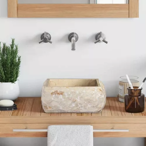  krémszínű márvány mosdókagyló 30 x 30 x 13 cm