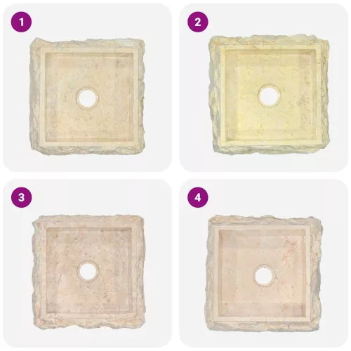  krémszínű márvány mosdókagyló 30 x 30 x 13 cm