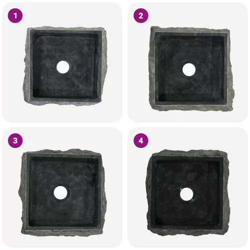  fekete márvány mosdókagyló 30 x 30 x 13 cm