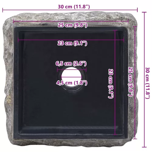  fekete márvány mosdókagyló 30 x 30 x 13 cm