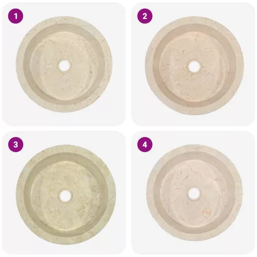  krémszínű márvány mosdókagyló Ø40 x 15 cm