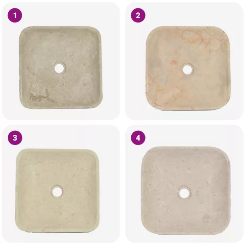  krémszínű márvány mosdókagyló 40 x 40 x 10 cm