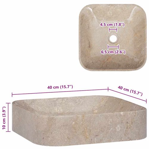  szürke márvány mosdókagyló 40 x 40 x 10 cm