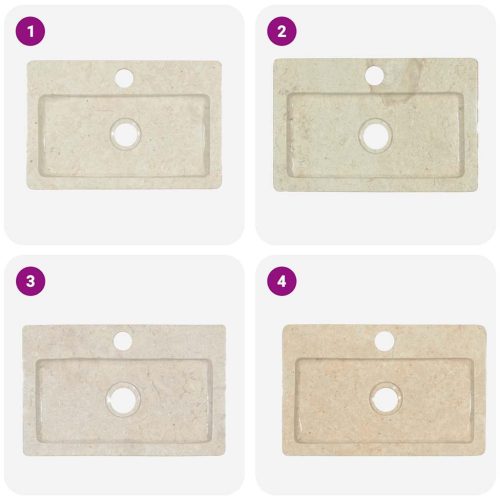  krémszínű márvány falra szerelhető mosdókagyló 38 x 24 x 6,5 cm