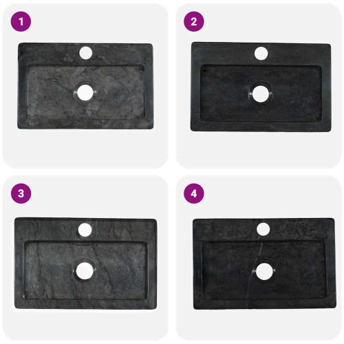  fekete márvány falra szerelhető mosdókagyló 38 x 24 x 6,5 cm