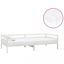 VID fehér tömör fenyőfa ágy matraccal 90 x 200 cm