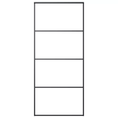  fekete alumínium és ESG üveg tolóajtó 90 x 205 cm