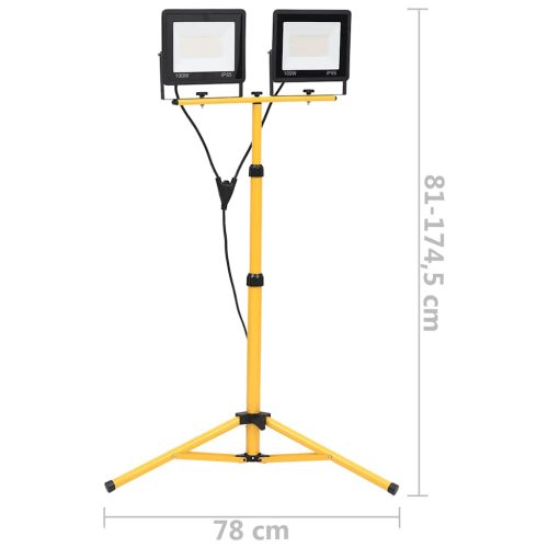  meleg fehér fényű háromlábú LED-es reflektor 2 x 100 W