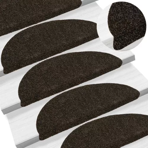  5 db öntapadós lépcsőszőnyeg 56 x 17 x 3 cm sötétbarna félkör alakú