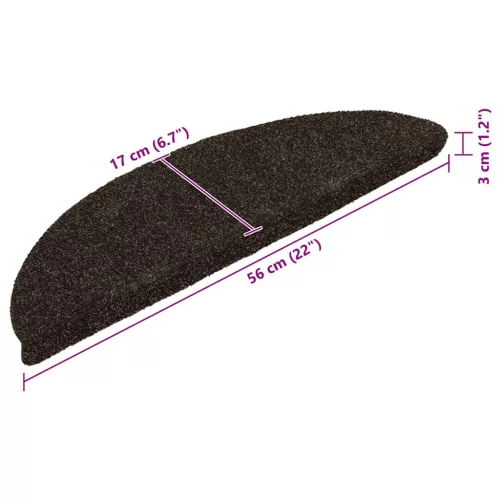  5 db öntapadós lépcsőszőnyeg 56 x 17 x 3 cm sötétbarna félkör alakú