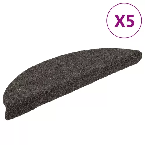  5 db öntapadós lépcsőszőnyeg 56 x 17 x 3 cm antracitszürke félkör alakú