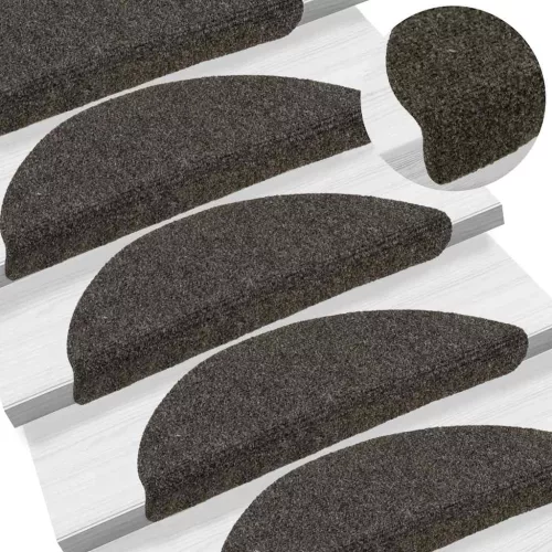  5 db öntapadós lépcsőszőnyeg 56 x 17 x 3 cm antracitszürke félkör alakú
