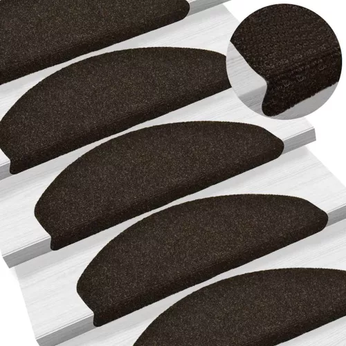  10 db öntapadós lépcsőszőnyeg 65 x 21 x 4 cm sötétbarna félkör alakú nagy