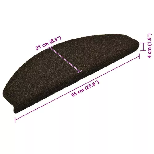  10 db öntapadós lépcsőszőnyeg 65 x 21 x 4 cm sötétbarna félkör alakú nagy