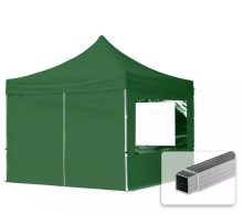   Professional összecsukható sátrak ECO 300 g/m2 ponyvával, alumínium szerkezettel, 4 oldalfallal - 3x3m zöld