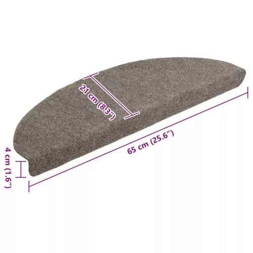  10 db öntapadós lépcsőszőnyeg 65 x 21 x 4 cm bézs félkör alakú nagy