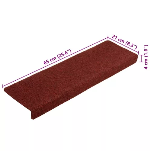  10 db öntapadós lépcsőszőnyeg 65 x 21 x 4 cm bordói téglalap alakú széllel