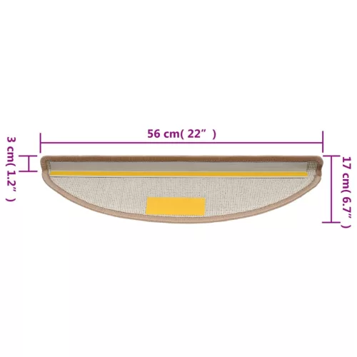  10 db világosbarna lépcsőszőnyeg 56x17x3 cm