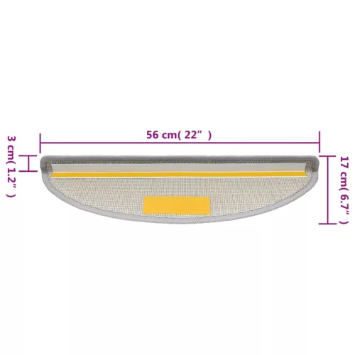  10 db világosszürke félkör alakú lépcsőszőnyeg 56 x 17 x 3 cm