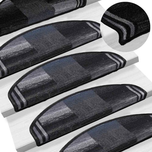  10 db fekete és szürke öntapadó lépcsőszőnyeg 65x21x4 cm