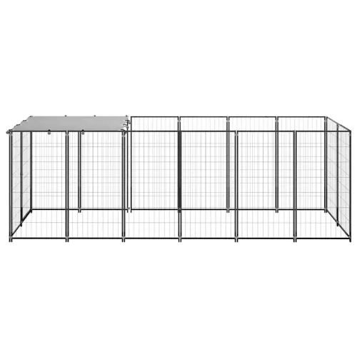  fekete acél kutyakennel 330 x 110 x 110 cm